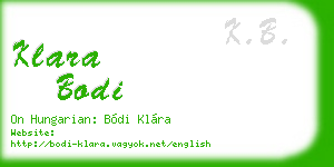klara bodi business card