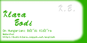 klara bodi business card